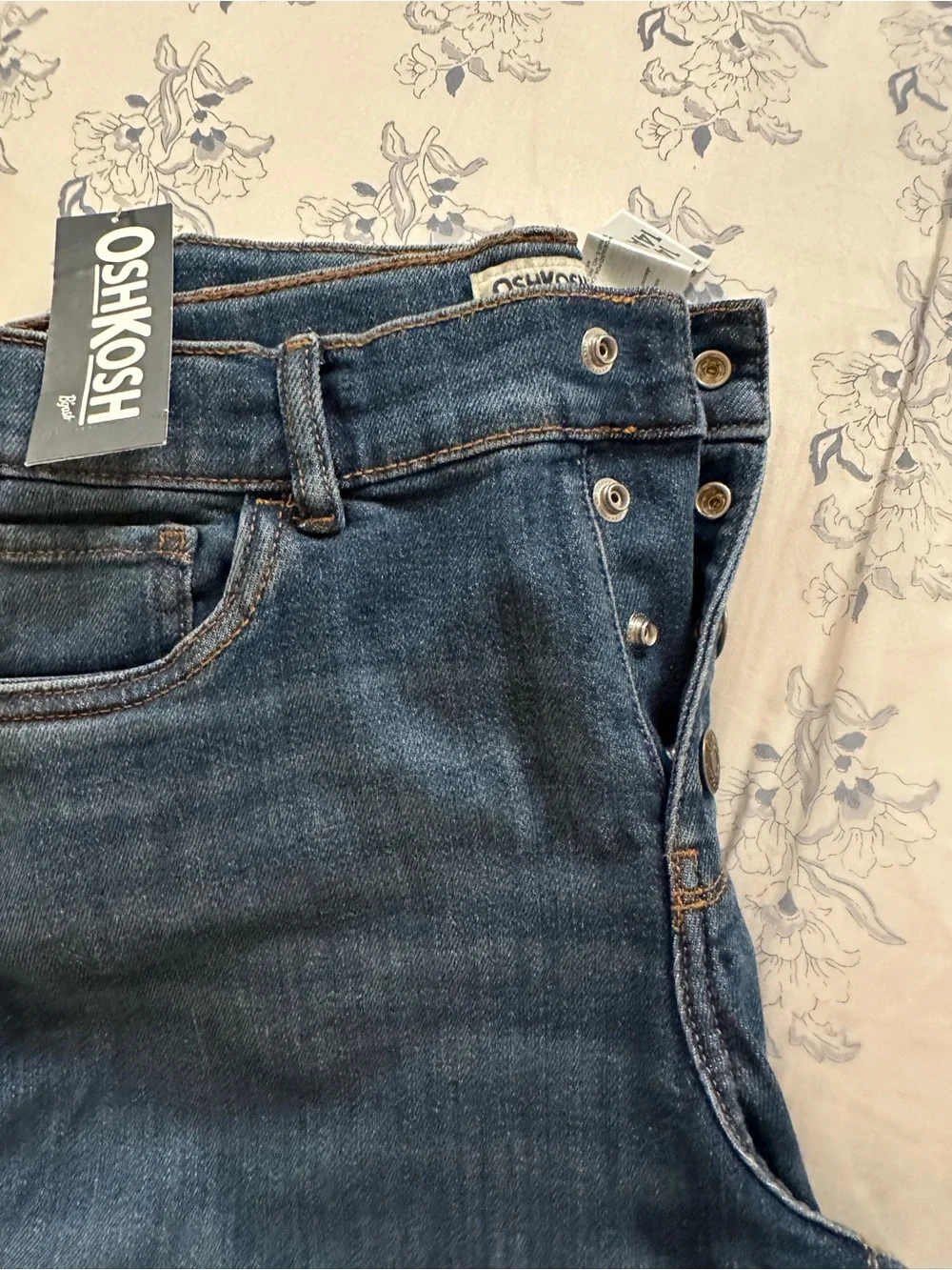 OshKosh Medium Blue girls ' Denim Jeans with Contrast Stitching smoke free home